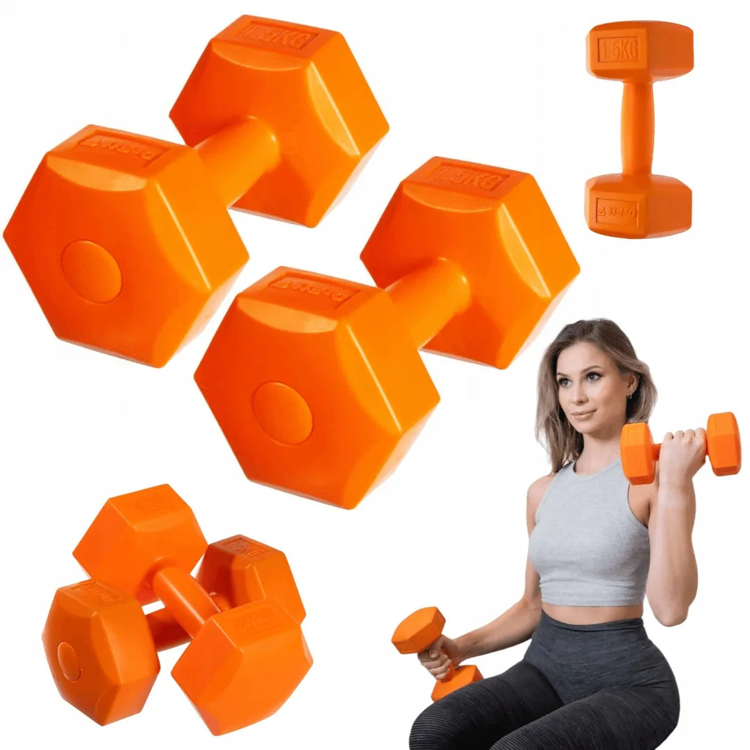 DrFit hanteliai pratimams, šešiakampiai, stabilūs, 2x 1,5 kg