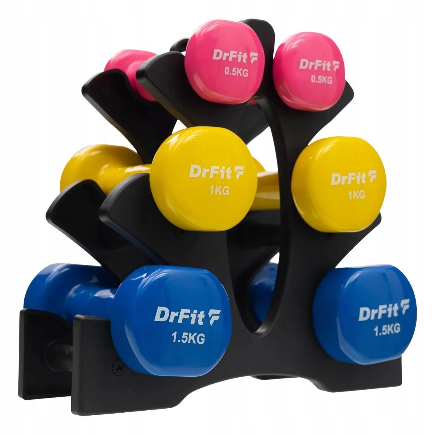 DrFit hantlių rinkinys su stovu, 6 vnt.