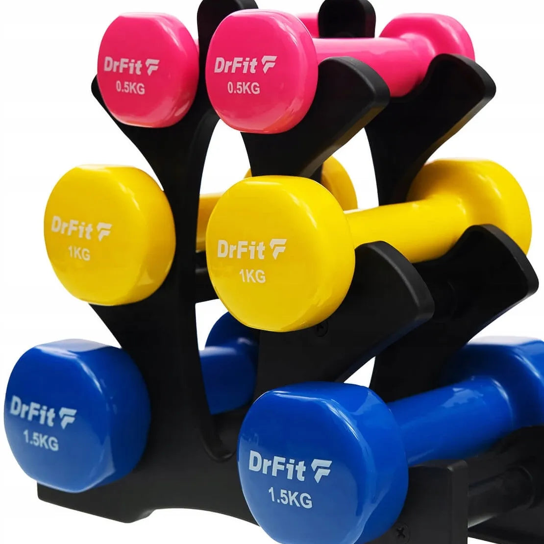 DrFit hantlių rinkinys su stovu, 6 vnt.