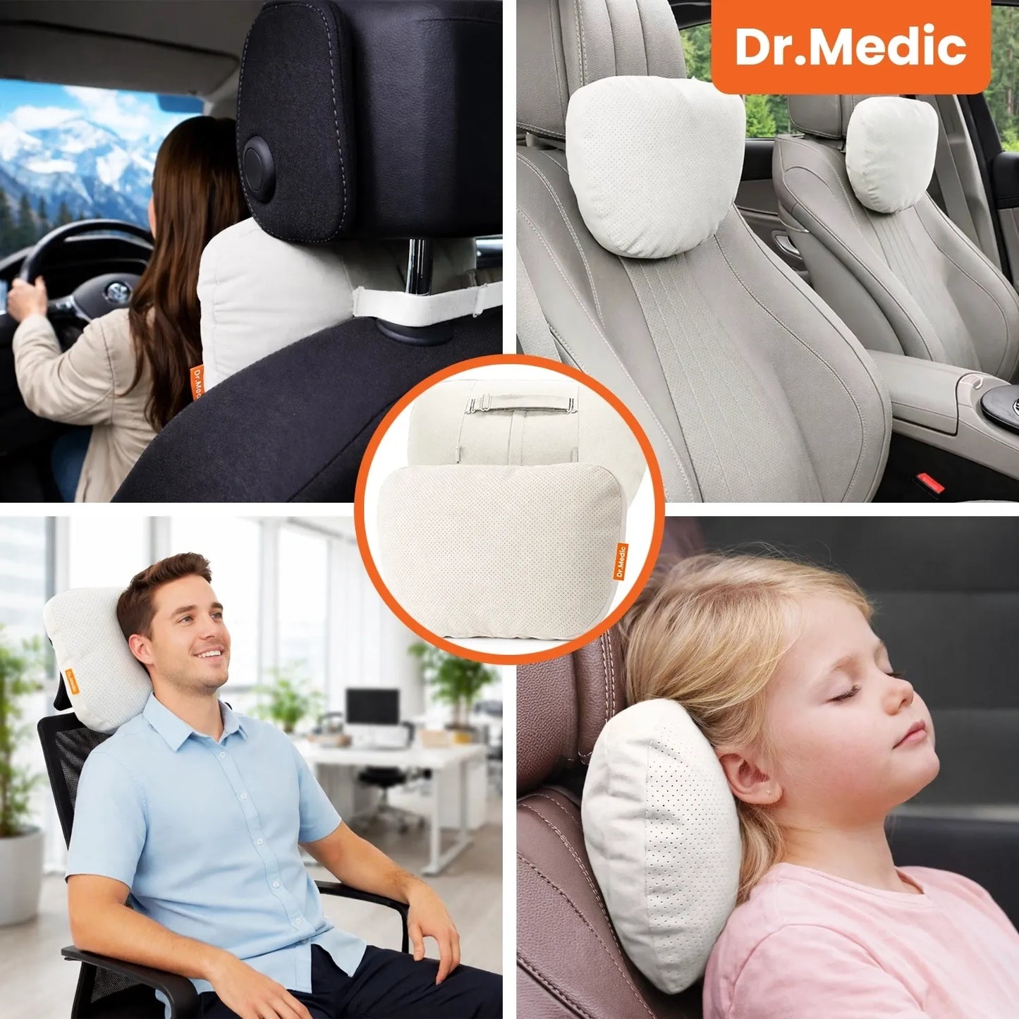 DR.MEDIC automobilių ir biuro pagalvė galvai bei kaklui atramai ant sėdynės