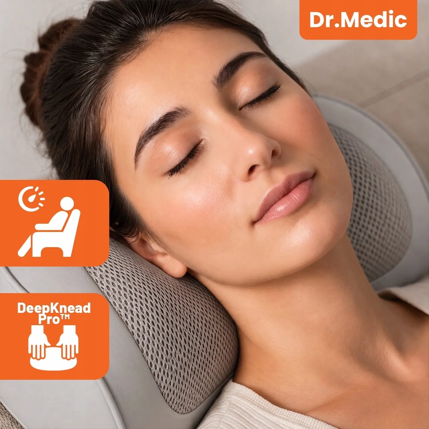 Dr.Medic Shiatsu masažinė pagalvė nugarai, kaklui ir kūnui su šildymo funkcija