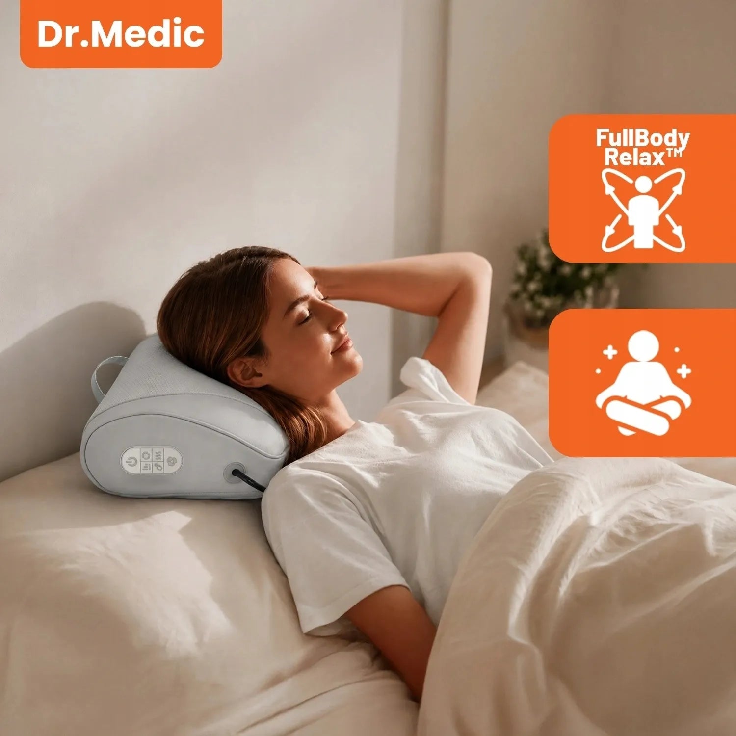 Dr.Medic Shiatsu masažinė pagalvė nugarai, kaklui ir kūnui su šildymo funkcija