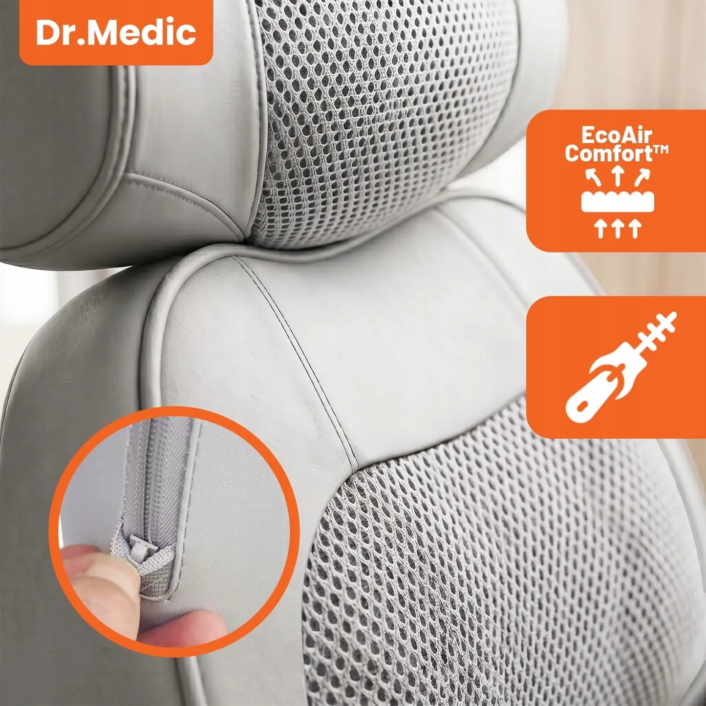 Dr.Medic Shiatsu masažinė pagalvė nugarai, kaklui ir kūnui su šildymo funkcija