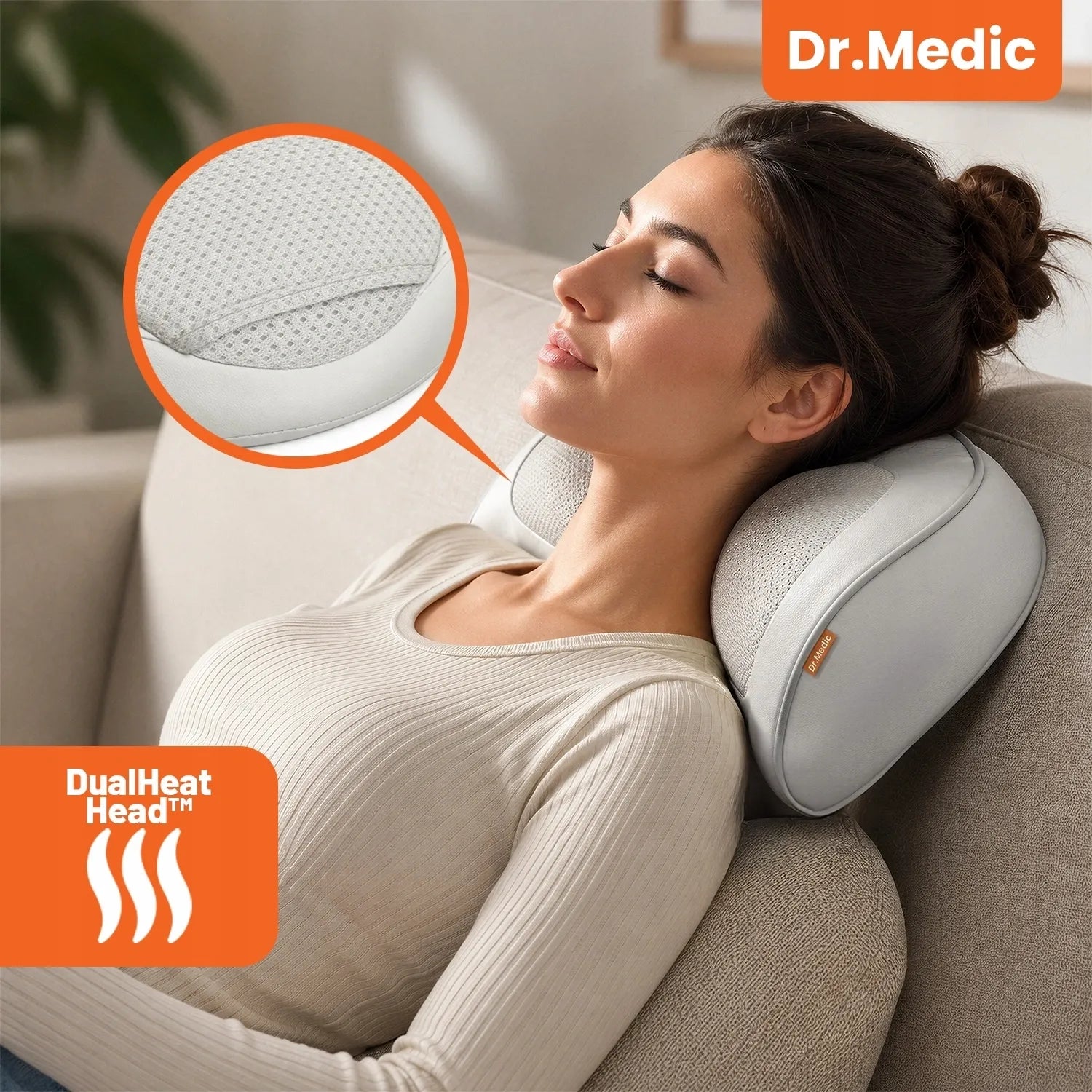 Dr.Medic Shiatsu masažinė pagalvė nugarai, kaklui ir kūnui su šildymo funkcija