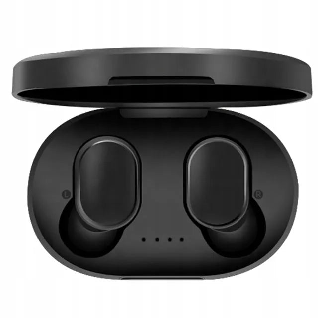 DSJ Airdots EarBuds belaidės ausinės su įkrovimo dėklu, juodos