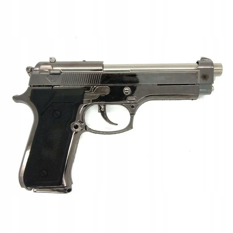 Dujinis žiebtuvėlis-pistoletas BERETTA M9 su stovu, chromuotas plienas