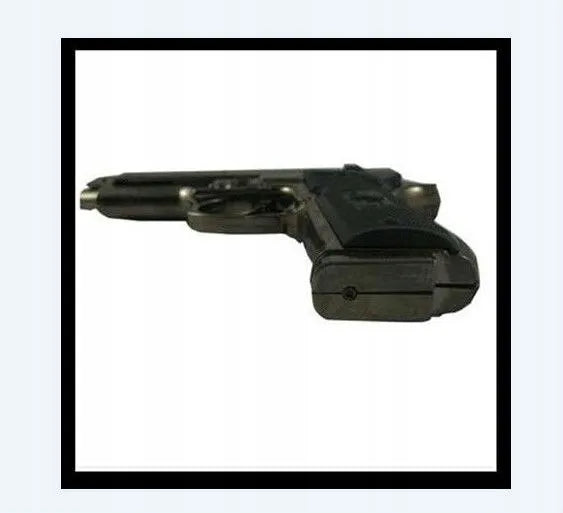 Dujinis žiebtuvėlis-pistoletas BERETTA M9 su stovu, chromuotas plienas