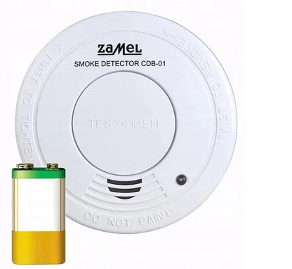 Dūmų detektorius su 9V baterija Zamel CDB-01, baltas