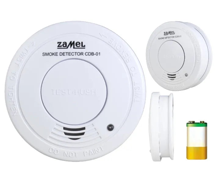 Dūmų detektorius su 9V baterija Zamel CDB-01, baltas