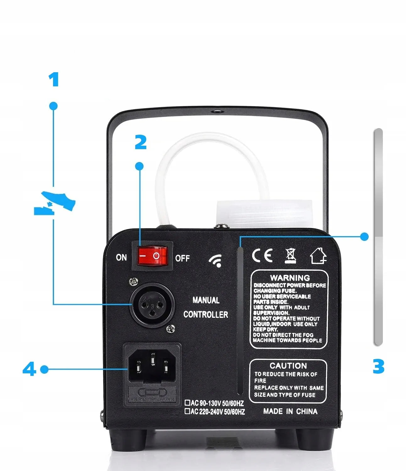 Dūmų generatorius LED 500W + 1L skystis + 2 nuotolinio valdymo pultai