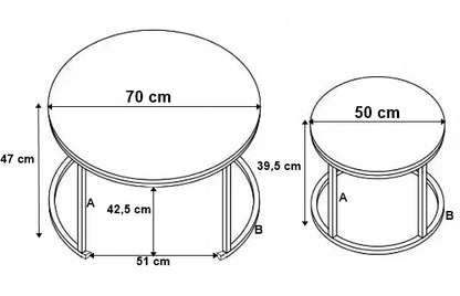 Dviejų loft staliukų komplektas Galen, baltas marmuras