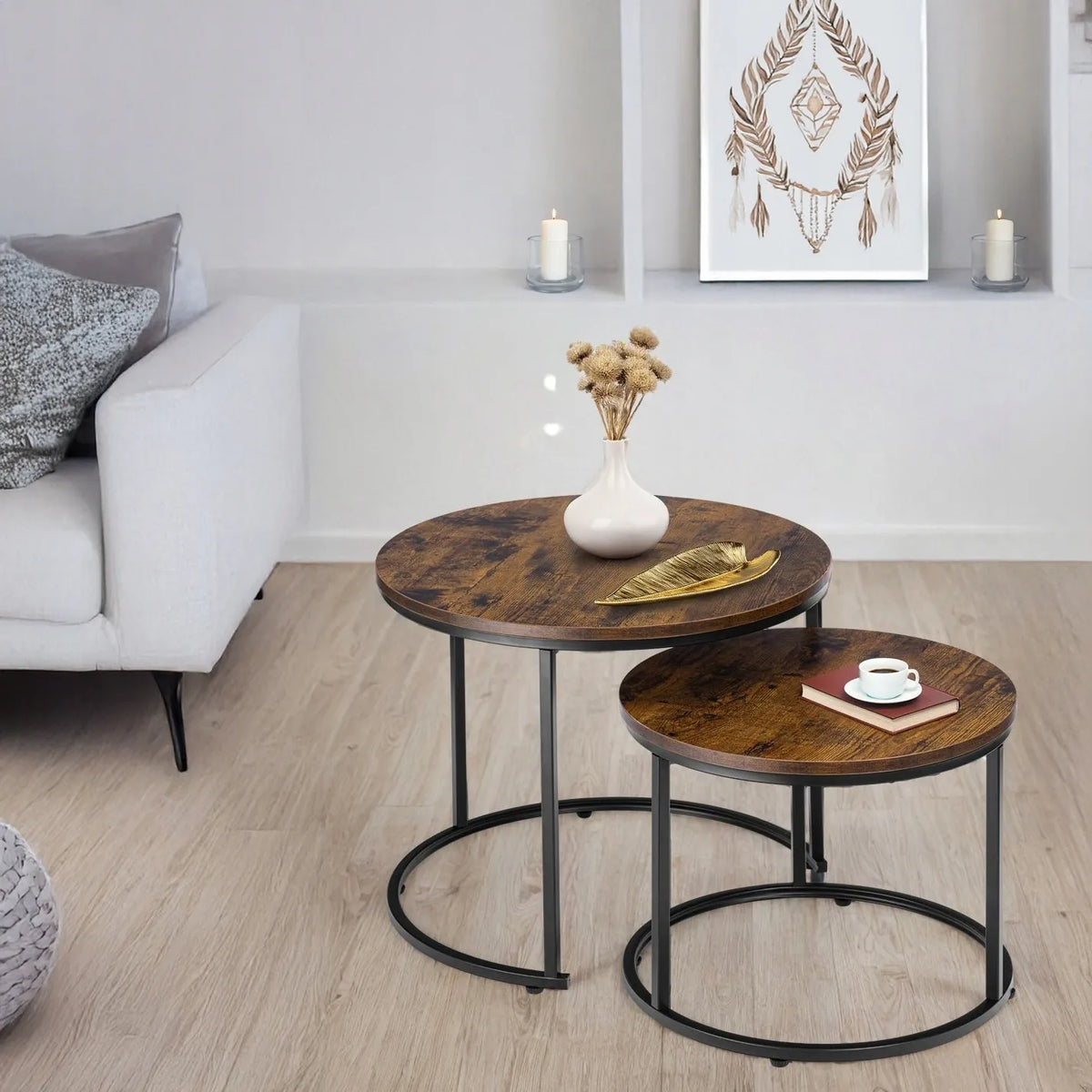 Dviejų lofto staliukų komplektas Galen Small Rustic