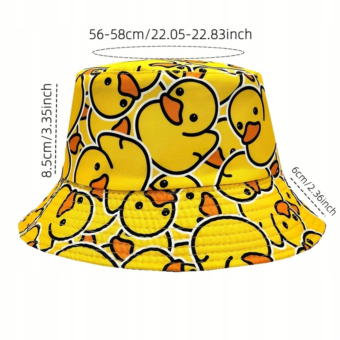 Dvipusė „Bucket“ kepurė su ančiukais, geltona, apsauga nuo saulės, Senti