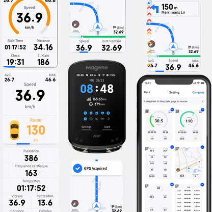 Dviračio kompiuteris GPS „WiFi Bluetooth 5.0 ANT+ MAGENE C506 SE“