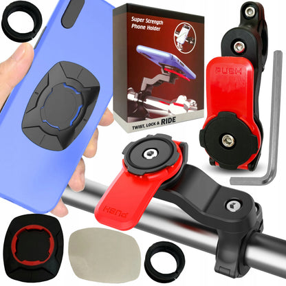 Dviračio telefono laikiklis, skirtas tvirtinti prie vairo, motorolerio, keturračio, su „Gear Lock“ technologija MTB