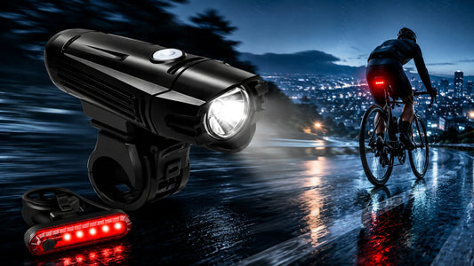 Dviračių žibintų komplektas BLOW BL-05 priekinis ir galinis LED USB vandeniui atsparus