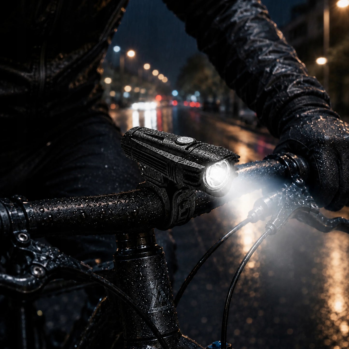 Dviračių žibintų komplektas BLOW BL-05 priekinis ir galinis LED USB vandeniui atsparus