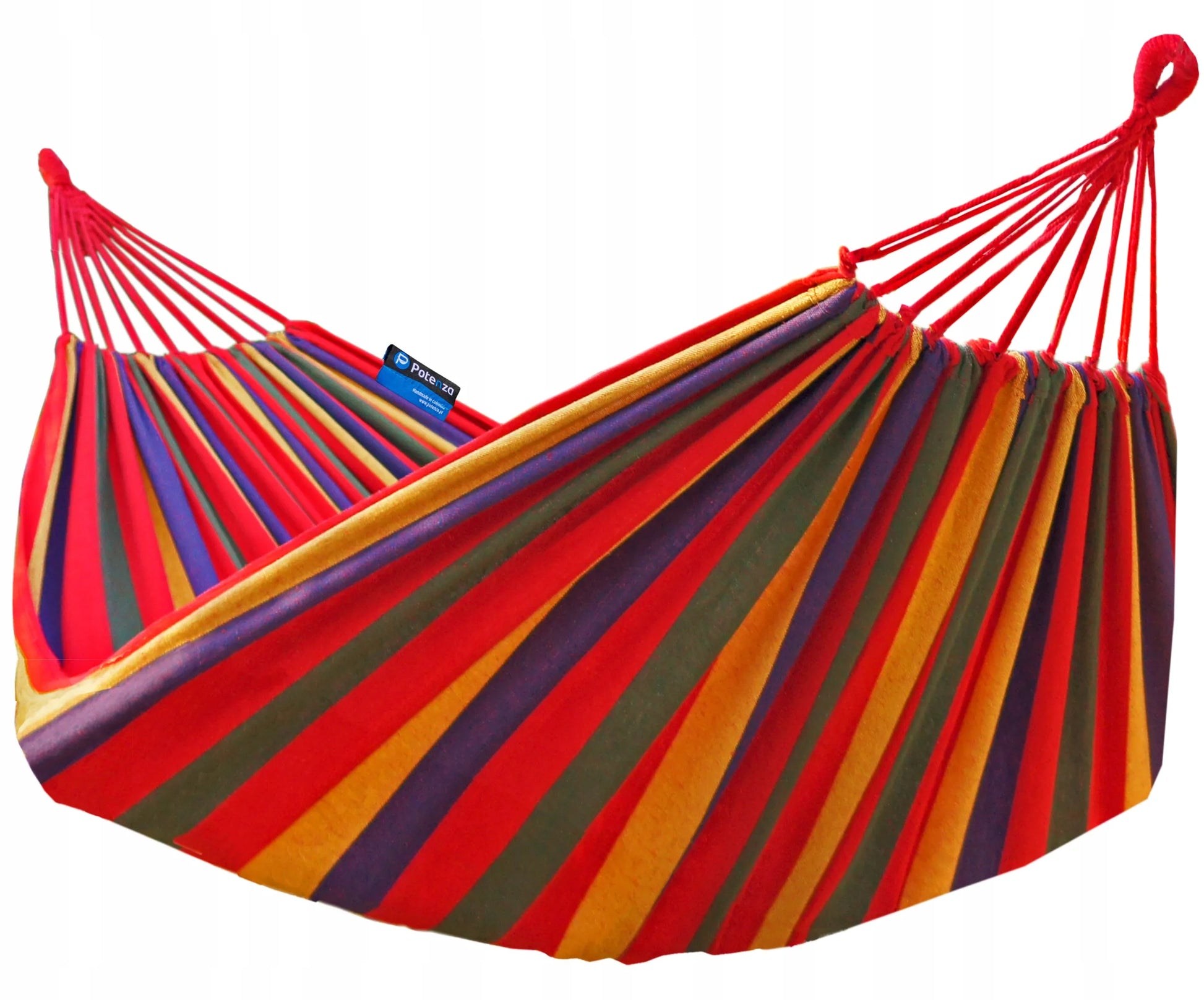 Dvivietis sodo hamakas Singa XL 220x160 cm, raudonas su virvėmis ir dėklu, POTENZA