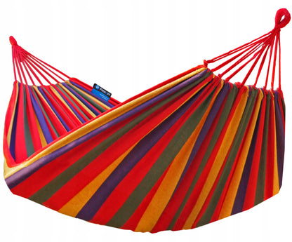 Dvivietis sodo hamakas Singa XL 220x160 cm, raudonas su virvėmis ir dėklu, POTENZA