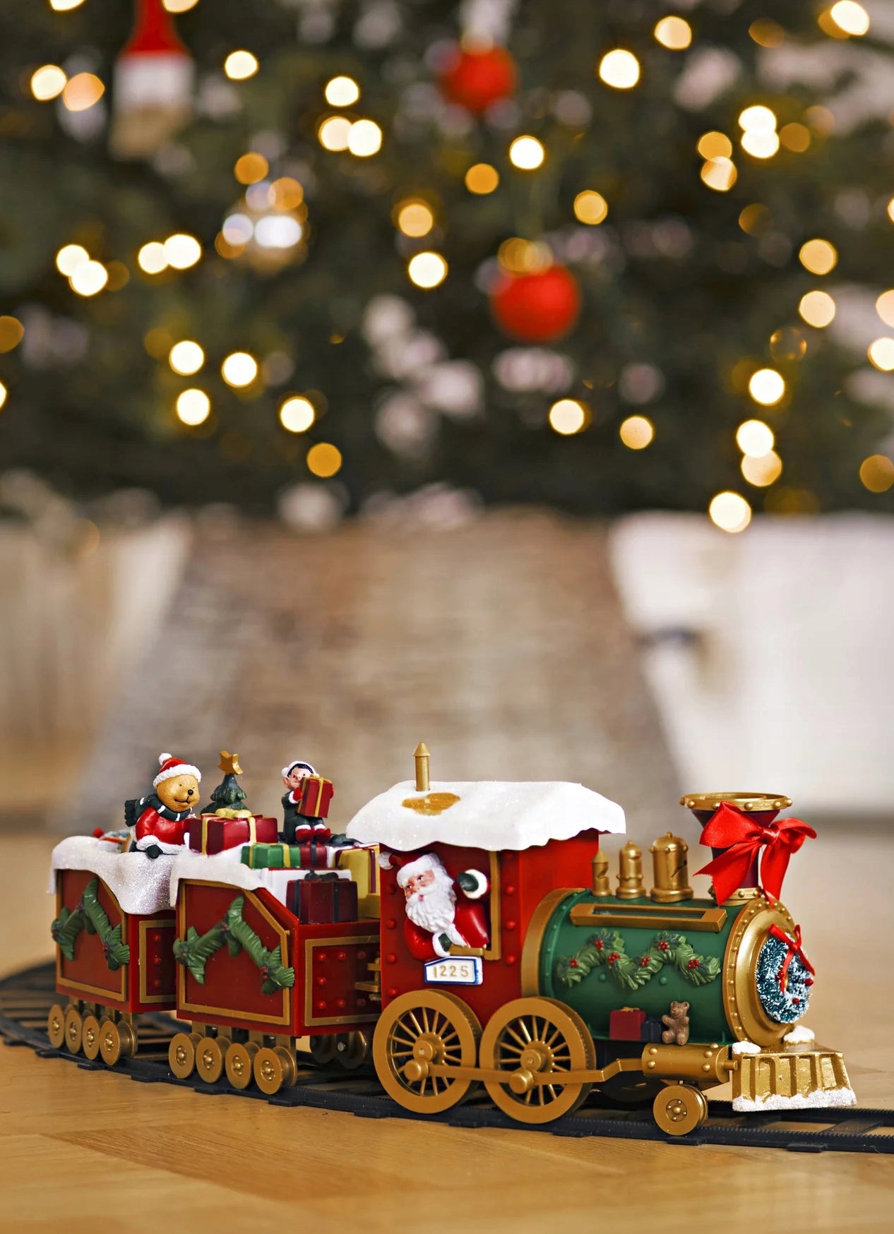 Kalėdinis traukinukas LED Melodija Kalėdų giesmės Ø136cm