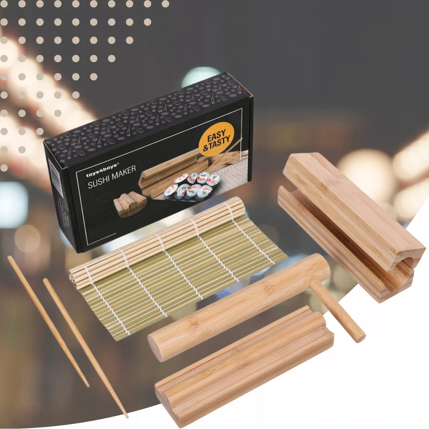 Startinis sushi rinkinys – lazdelės, kilimėlis, maker Bazooka, dovana