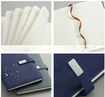 Mėlynas termopuodelio ir užrašinės dovanų rinkinys Kalėdoms ir dovanoms