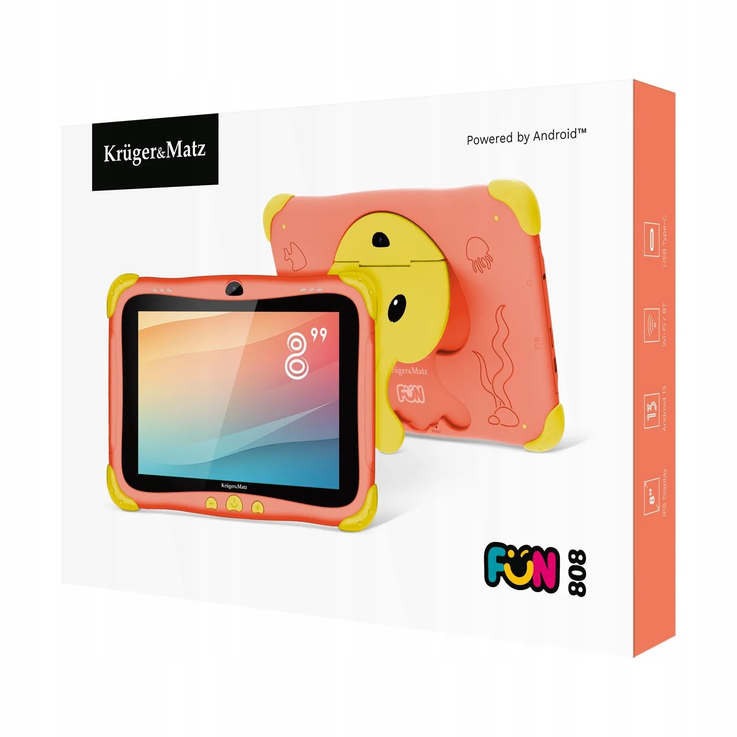 Edukacinis planšetinis kompiuteris vaikams Kruger&Matz 8" FUN 808 3/32GB WiFi Android 13