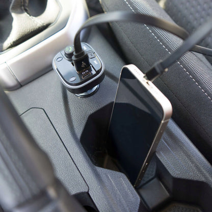 EinParts Automotive EPBTT02 FM siųstuvas, „Bluetooth“ imtuvas, USB-A ir USB-C automobilinis įkroviklis