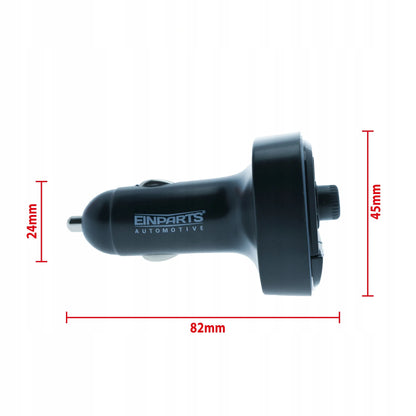 EinParts Automotive EPBTT02 FM siųstuvas, „Bluetooth“ imtuvas, USB-A ir USB-C automobilinis įkroviklis