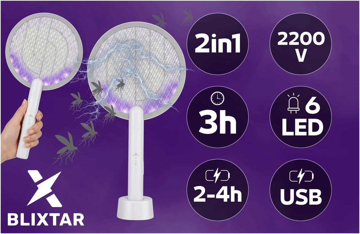 Elektrinė musgaudė nuo uodų ir vabzdžių 2in1 LED lempa