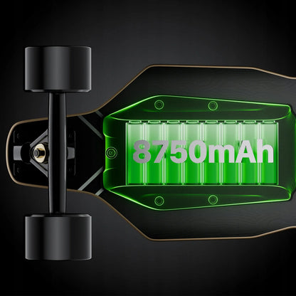 Elektrinė riedlentė Qekud S4, maksimalus greitis 42 km/h, nuotolis 30 km, galia 2000 W