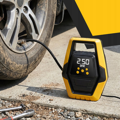 Elektrinis automobilinis kompresorius, 12 V padangų pripūtimo siurblys su LCD ekranu ir LED apšvietimu