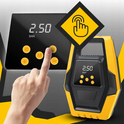 Elektrinis automobilinis kompresorius, 12 V padangų pripūtimo siurblys su LCD ekranu ir LED apšvietimu