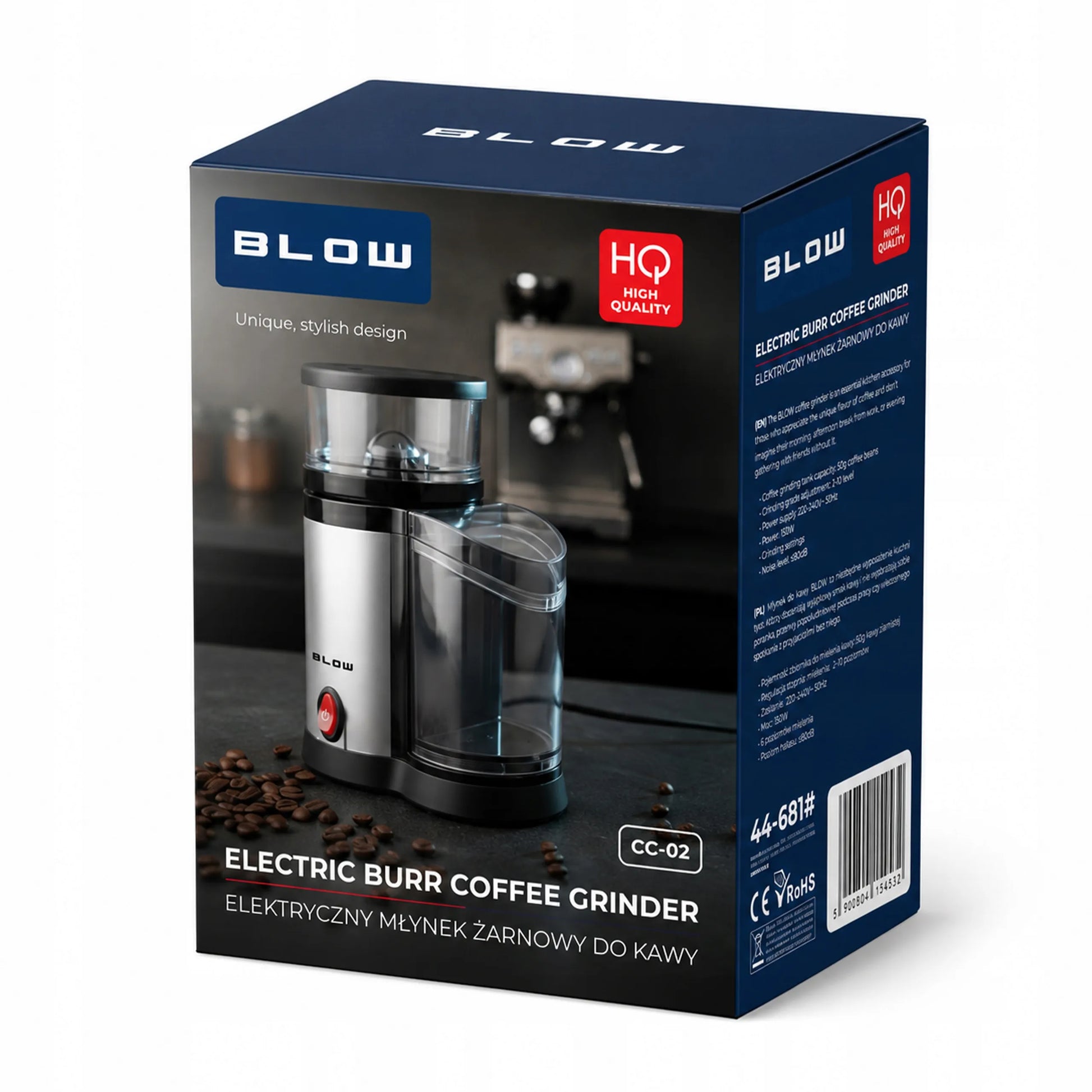 Elektrinis kavos malūnėlis BLOW, 150W, juodas