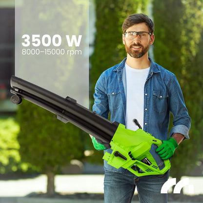Elektrinis lapų pūstuvas Maltec MasterBlow3500W, lapų siurblys ir smulkintuvas 3500W, 270 km/val.