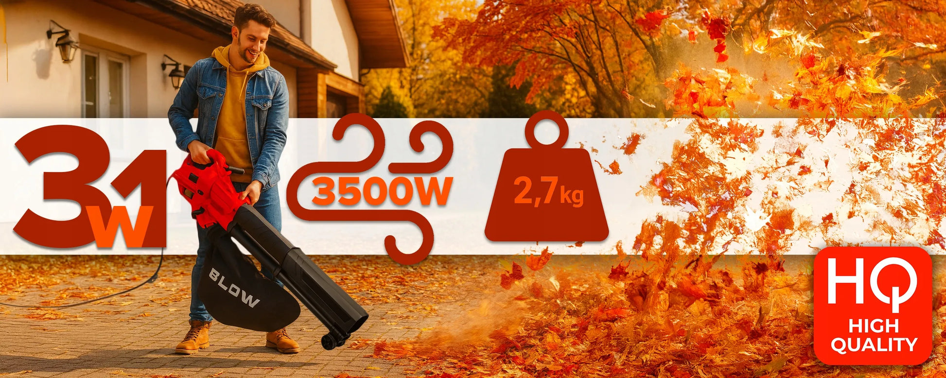 Elektrinis lapų pūstuvas-siurblys BLOW 3500W, 3-in-1 su smulkintuvu, 42L