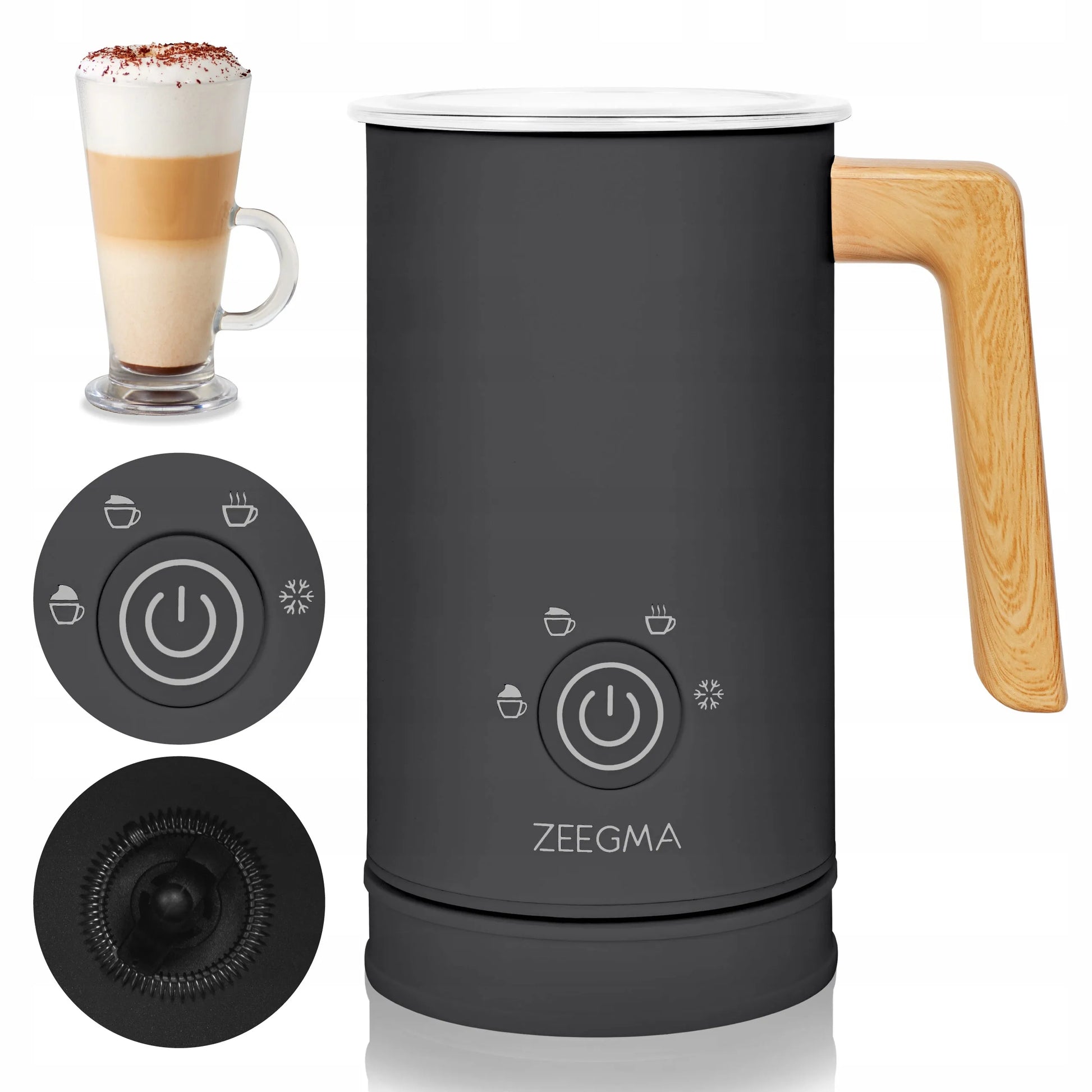 Elektrinis pieno plakiklis Zeegma Milkee Black Wood, 240 ml, 500 W