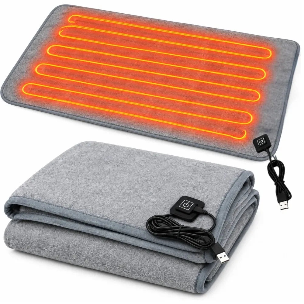 Elektrinis šildomasis pledas, USB, 160 × 80 cm, 10 W, pilkas