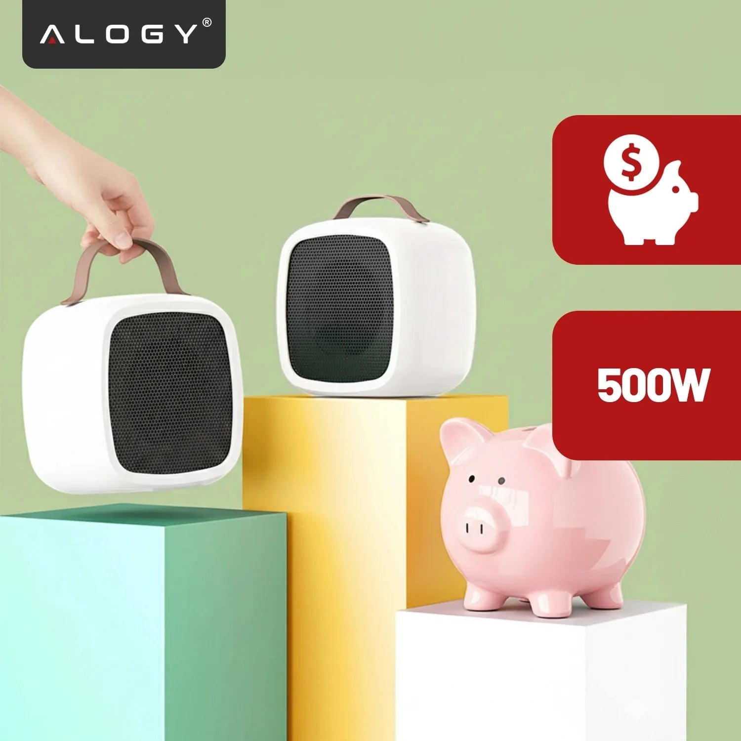 Elektrinis šildytuvas ventiliatorinis mini 500W baltas
