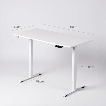 Elektrinis stalas 120 × 60 cm, reguliuojamo aukščio 73–118 cm, su vientisu stalviršiu