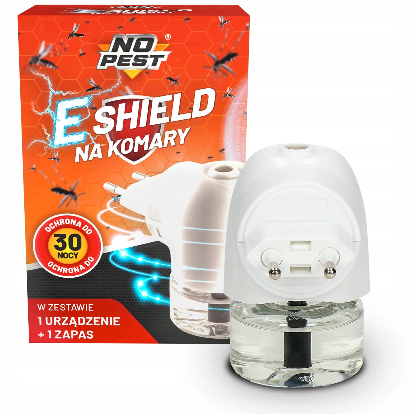 Elektrinis uodų, musių ir kandžių repelentas į kištukinį lizdą E-SHIELD NO PEST 30 ml, 30 naktų
