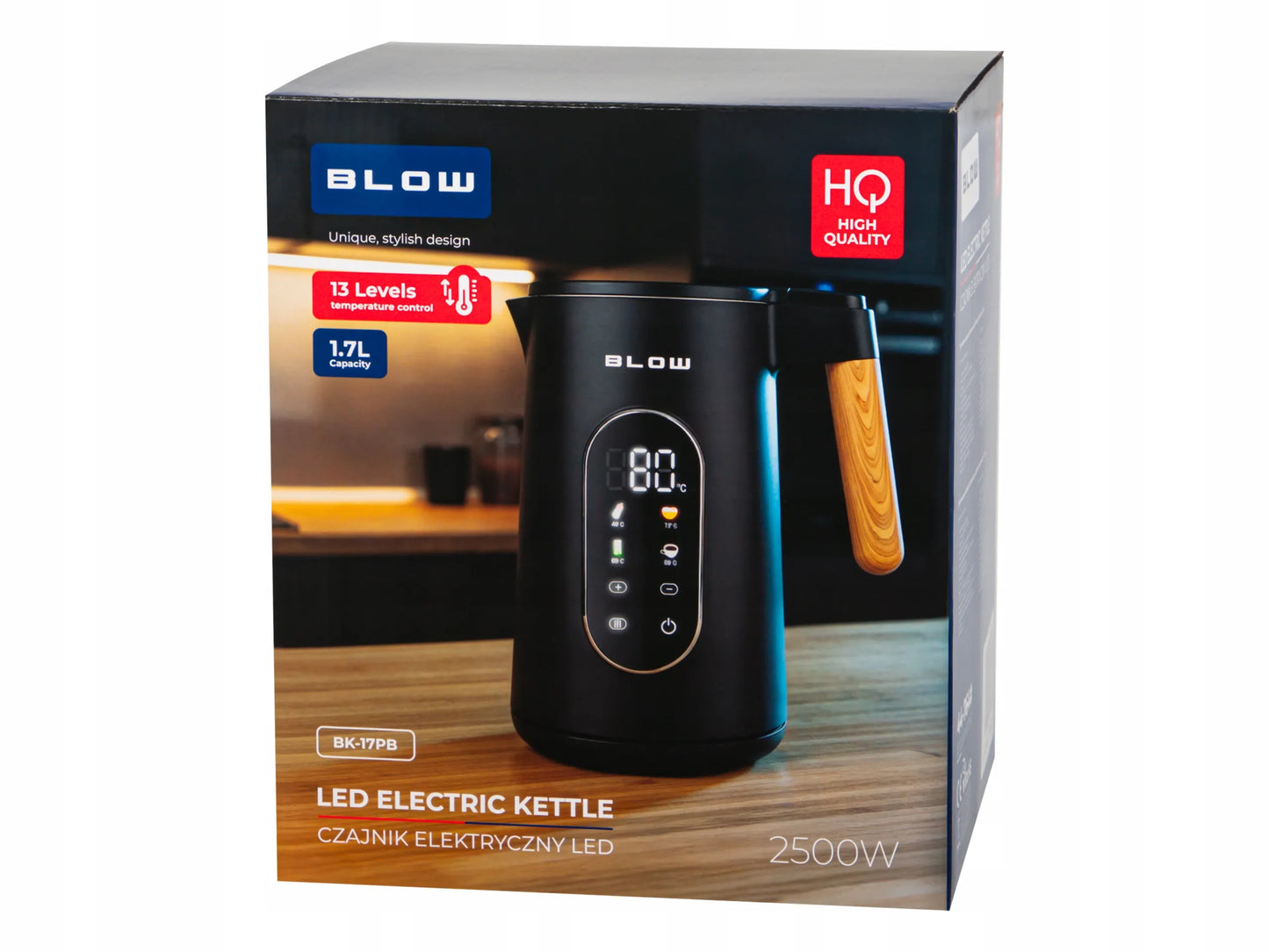 Elektrinis virdulys BLOW, juodas, 2500W, 1,7l, belaidis, temperatūros reguliavimas