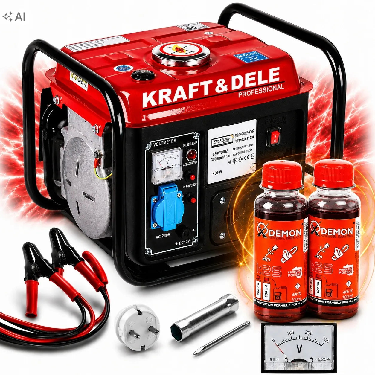 Elektrogeneratorius 1200W Kraft&Dele 230V + 2 alyvos