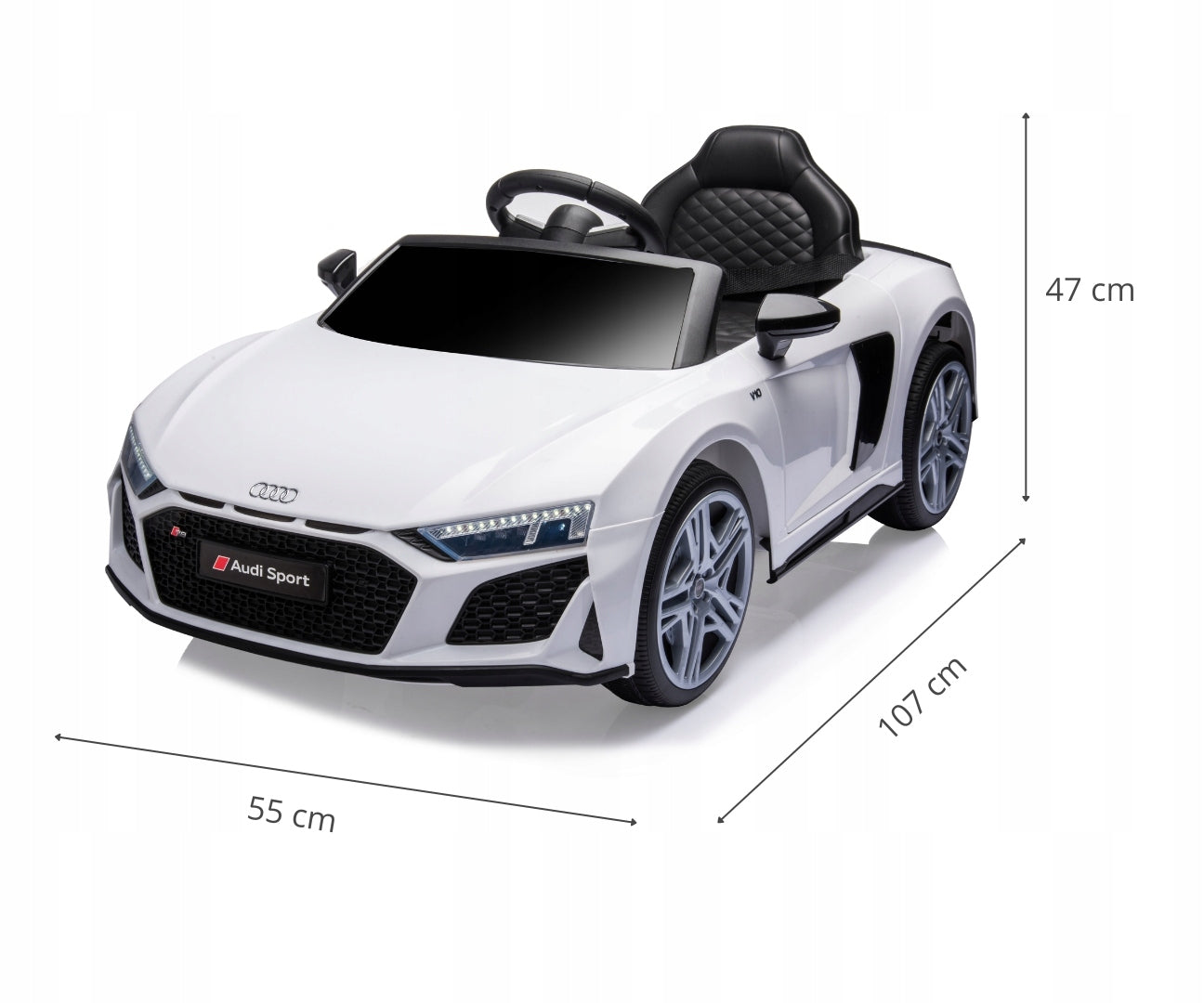 Elektromobilis AUDI R8 SPYDER baltas su baterija, garsais