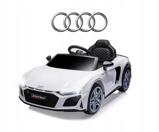 Elektromobilis AUDI R8 SPYDER baltas su baterija, garsais