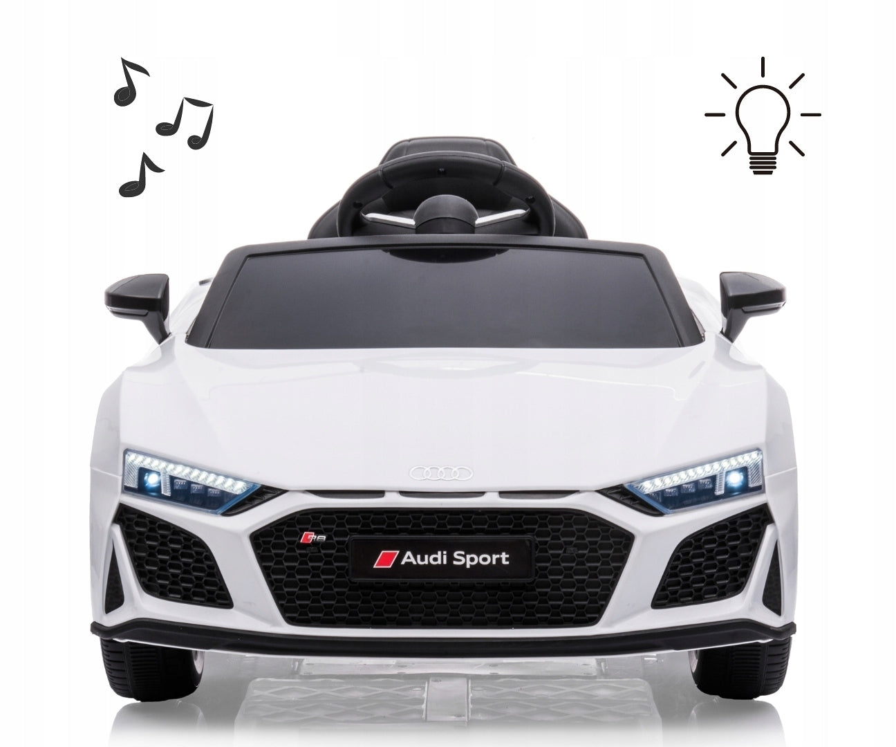 Elektromobilis AUDI R8 SPYDER baltas su baterija, garsais