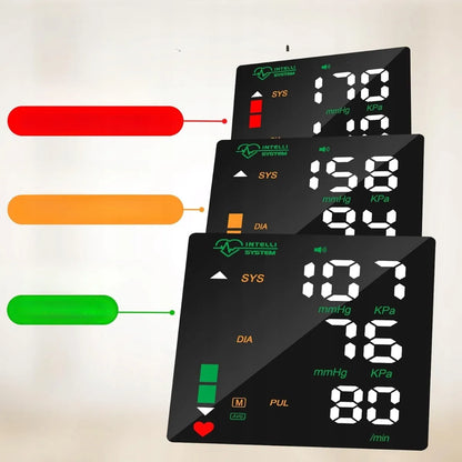 Elektroninis riešinis kraujospūdžio matuoklis su aritmijos aptikimu, dėklu ir baterija, LCD ekranas