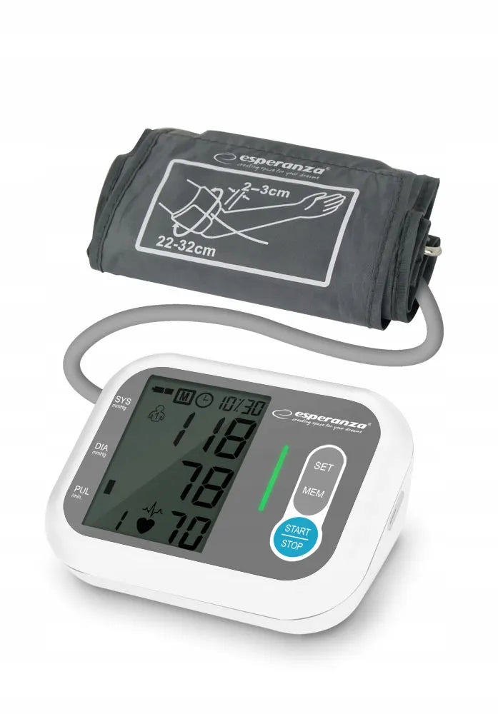 Elektroninis žastinis kraujospūdžio matuoklis Esperanza Stamina LCD 22-32cm su aritmijos aptikimo funkcija