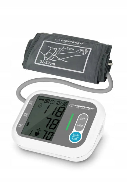 Elektroninis žastinis kraujospūdžio matuoklis Esperanza Stamina LCD 22-32cm su aritmijos aptikimo funkcija