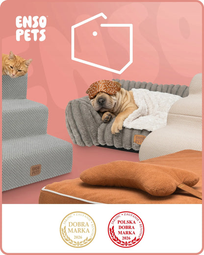 Enso Pets veliūrinė šunų lova L dydžio, minkšta ir patogi gultas-sofa